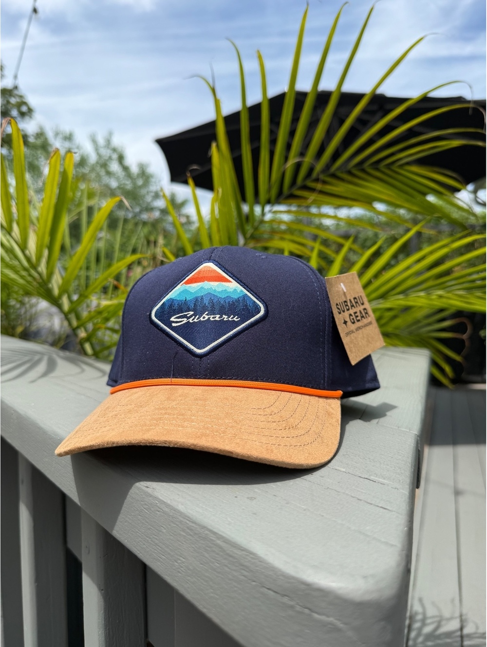 Subaru Gear Mountain Patch Hat Navy Tan Adjustable Official Merchandise NWT